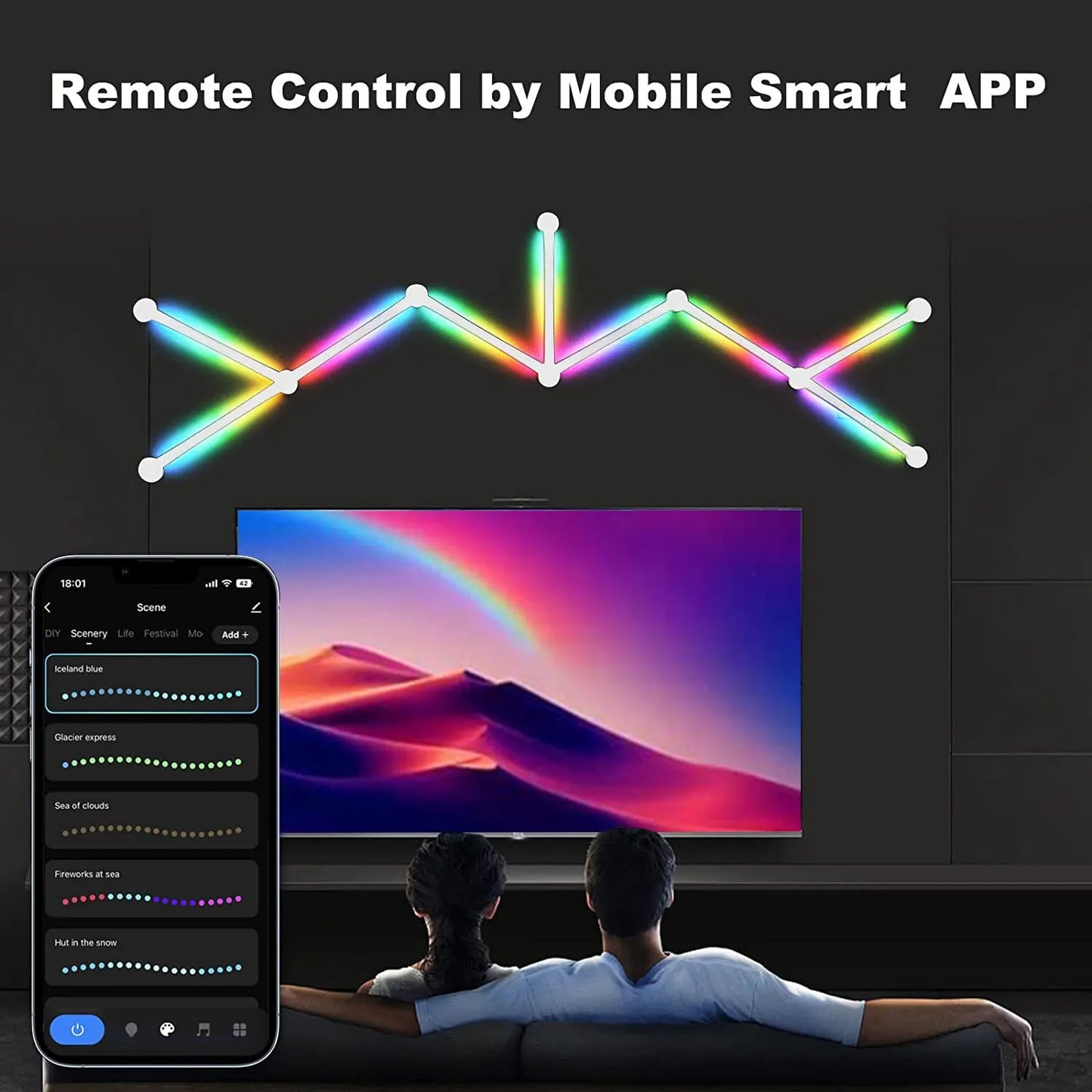WIFI LED RGB Smart Wall Lamp With Music Rhythm App